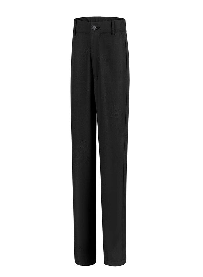 Lycody Boys Suit Pants for Boys Flat Front Dress Pants for Wedding Kids School Uniforms Pants Black Size 6 - Image 1